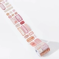 Vintage PET decorative tape featuring red retro labels, tickets and fragile warning tags - Hunan Yellow