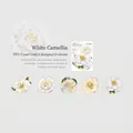 Adesivi in PET camelia bianca con finitura oro laser per decorazione di diari - Camelia Bianca