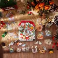 Set di adesivi natalizi vintage con uccelli e agrifoglio per decorazioni scrapbooking - Messaggero del Paese delle Nevi / 40 Pezzi/Confezione