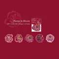 Adesivi per fiori di peonia rossa in PET con bordi dorati laser, set da 10 pezzi - Peonia in Fiore