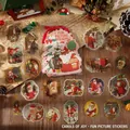 Adesivi Babbo Natale vintage con dettagli dorati su confezione festiva rosa chiaro - Film Felice / 40 Pezzi/Confezione