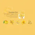 Champagne Rose PET stickers with gold laser edges for scrapbooking, 10-piece floral set - Champagne Rose