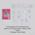 Laser PET stickers for DIY scrapbooking with floral and vintage frame designs, 30 pieces - Eden's Garden