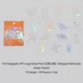 Pack of 30 holographic PET animal stickers including deer and cat designs for DIY crafts - Biological Illustrated
