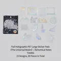 Holographic PET Alchemy stickers set with 15 magical designs and 30 pieces total - Alchemy Notes