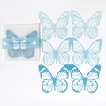 Spitzen-Schmetterlinge aus Spezialpapier Set in Blau mit filigranen Ausschnitten - Blauer Schaumozean