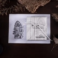 Set de sellos vintage Ventana Barroca en elegante caja de regalo blanca y cordón plata - Ventana de Lirio de los Valles