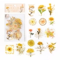 Set de pegatinas flores PET con detalles dorados para decorar diarios - Atardecer Cálido