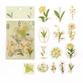 Paquete de 30 pegatinas de PET de flores vintage con detalles dorados para decoración - Canción de la Naturaleza