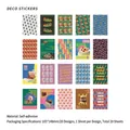 20-sheet set of vintage illustrated deco stickers in 105x148mm adhesive paper format - Memory Color