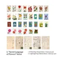 Pack de 70 pegatinas washi vintage de flores con diseños de sellos botánicos retro - Secreto de las Flores
