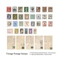 Set de 35 hojas de pegatinas washi de sellos vintage para scrapbooking y decoro - Sello Nostálgico