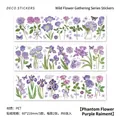 Set di 6 adesivi floreali viola in PET con rose e ortensie per decorazione fai-da-te - Fiore Viola Illusione