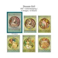 Adesivi PET Art Nouveau con ragazze stile Mucha e dettagli in lamina d'oro - Dream Girl