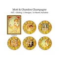Adesivi PET vintage stile Mucha con stampa in oro e motivi floreali Art Déco - Ragazza Champagne