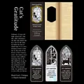 Silver foil cat fairy tale bookmarks on black cardstock for DIY scrapbooking decor - The Cat's Gratitude
