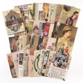 Vintage Bastelpapier mit Retro-Porträts und nostalgischen Illustrationen - Modernes Poster