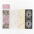 Vintage silhouette hollow bookmarks in black and cream featuring bird and floral designs - Flower Bird