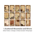 30pcs vintage aesthetic junk journal paper with retro clocks and feathers 10x14cm - Mountain Landscapes