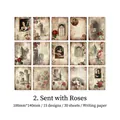 Vintage style decorative paper set with portraits and floral designs, 30 sheets per pack - Rose Wishes