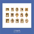 Vintage gold frame angel theme stickers for DIY journals with 15 classical oil painting designs - Angel