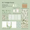 Twilight Forest 40-piece botanical stationery set with vintage plant stickers and papers - Twilight Forest