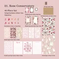 Rose Glasshouse vintage scrapbook material set with floral stickers and cards 40 pieces - Rose Garden