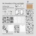 Vintage Night and Day scrapbook kit with 40 botanical sketches and floral paper ephemera - Day and Night Realm