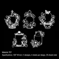 Set of PET deco stickers featuring white line art of forest exhibition glass bottles - Forest Exhibition Stand
