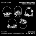 White PET deco stickers featuring 5 aesthetic vessel designs on black background - Wishing Crystal Ball