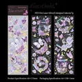 Lavender butterfly and birdcage PET stickers with laser silver finish on black background - Purple Night Chant