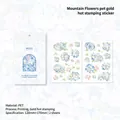 Blaue und weiße PET-Blumenaufkleber mit Goldfolie für kreative DIY-Tagebücher - Blauer Windreich