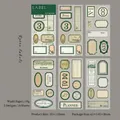 Vintage Planer-Sticker Set in Retro-Grün und Creme mit Rahmen und Zahlen - Vergangenes Tagebuch