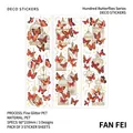 Orange glitter butterfly PET stickers set with golden cage designs for journaling - Fragrant Floral
