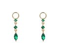 Orecchini pendenti in argento S925 con zirconi verde smeraldo e finitura dorata - Argento 925 / Oro 18K