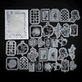 50 vintage zwart-wit bloemenstickers met zilverfolie op doorschijnend calqueerpapier - Romantische Bloem