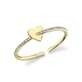 S925 sterling silver heart ring in 18K gold finish with pavé set cubic zirconia gems - Adjustable Open / 18K Gold