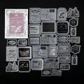 Set van 30 vintage zilverfolie stickers van overtrekpapier met retro schrijfwaren - Inspiratienotities