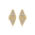 S925 Sterling Silver Geometric Triangle Earrings with Pave Setting Diamonds - 925 Silver / 18K Gold Plated (With Silver Earring Backs)