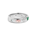 Anello in argento S925 con zirconi geometrici colorati e incisioni a stella - Taglia HK 17 (Taglia US 8) / Oro Bianco