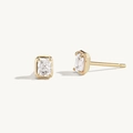 Orecchini a perno minimalisti in argento S925 con zirconia rettangolare e finitura oro - Argento 925 / Oro 18K