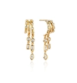 Close-up of gold layered earrings with mixed-cut cubic zirconia drop details - Marquise Pendant Style (D) / Gold
