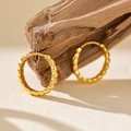Classic golden beaded bubble texture S925 sterling silver huggie hoop earrings - 925 Silver / 18K Gold