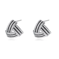 Orecchini a lobo triangolari in argento S925 con pavé di zirconi bianchi brillanti - Argento 925 / Oro Bianco