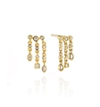 Detailed view of gold S925 silver earrings with tiered zircon chains and stud accents - Long Short Tassel Gemstone Style (G) / Gold