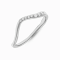 Anillo de onda en plata de ley S925 con diamantes brillantes y un diseño minimalista - US 6 / Oro Blanco