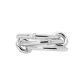 925 silver multi-layer linked ring set featuring small diamonds in a stacked style - US 6 (16.5mm) / White Gold