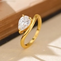 Elegant 18K gold plated S925 silver ring featuring a pear-cut teardrop zircon stone - US 6 / 18K Gold