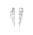 Macro shot of silver spike drop earrings with three polished rings and cascading cones - Tiered Spike Pendant Style (E) / Silver