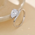 S925 sterling silver ring with pear-shaped cubic zirconia and wavy band - US 6 / White Gold